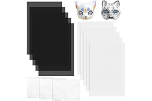 Dreamtop 10Pcs Eye Mesh for Therian Mask Fursuit Eye Mesh, 0.5mm Waterproof Printable Plastic Canvas with 3 Felt Sheets for Costume Eyes, Cosplay, DIY(11.81x7.87", White&Black)