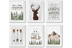 Hadley Designs 6 Woodland Nursery Wall Decor - Reversible Unframed Baby Boy Nursery Decor, Hunting Decors for Boys Room, Wood
