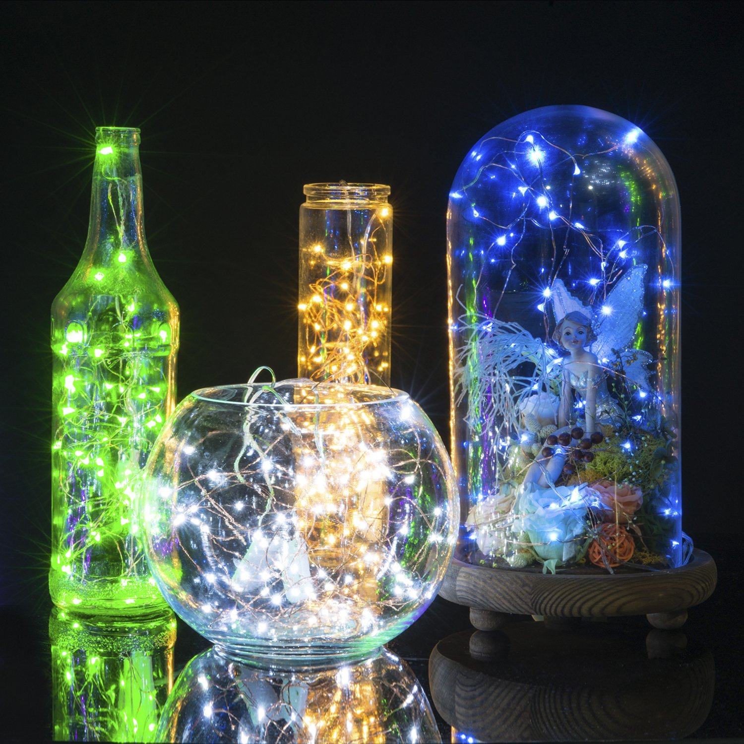 String Lights,Oak Leaf 2 Set of 9.8ft 30 Leds Fairy Lights LED Starry String Lights Copper Wire Super Bright Micro Lights for Garden Patio Home Bedroom Party Wedding Decoration - Blue