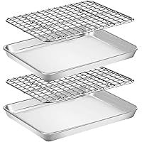 Baking Sheet with Rack Set [2 Pans + 2 Racks], Wildone Stainless Steel Cookie Sheet Baking Pan Tray with Cooling Rack…
