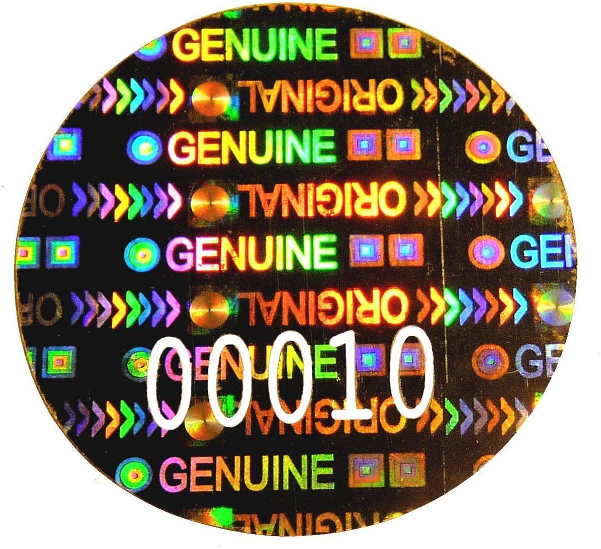 504x "GENUINE ORIGINAL" Hologram NUMBERED Stickers, 0.9" (23mm) Round