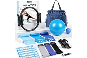 GINMIC Pilates kit including ring, ball, bands, and accessories in a bag