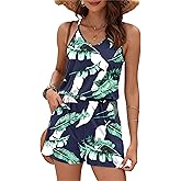 MISFAY Womens Summer Loose V Neck Spaghetti Strap Short Jumpsuit Rompers 2026