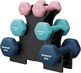 SONGMICS Set of 6 Dumbbells with Storage Stand 1/2/3 kg Pink Aqua Blue SYL612MK view 1