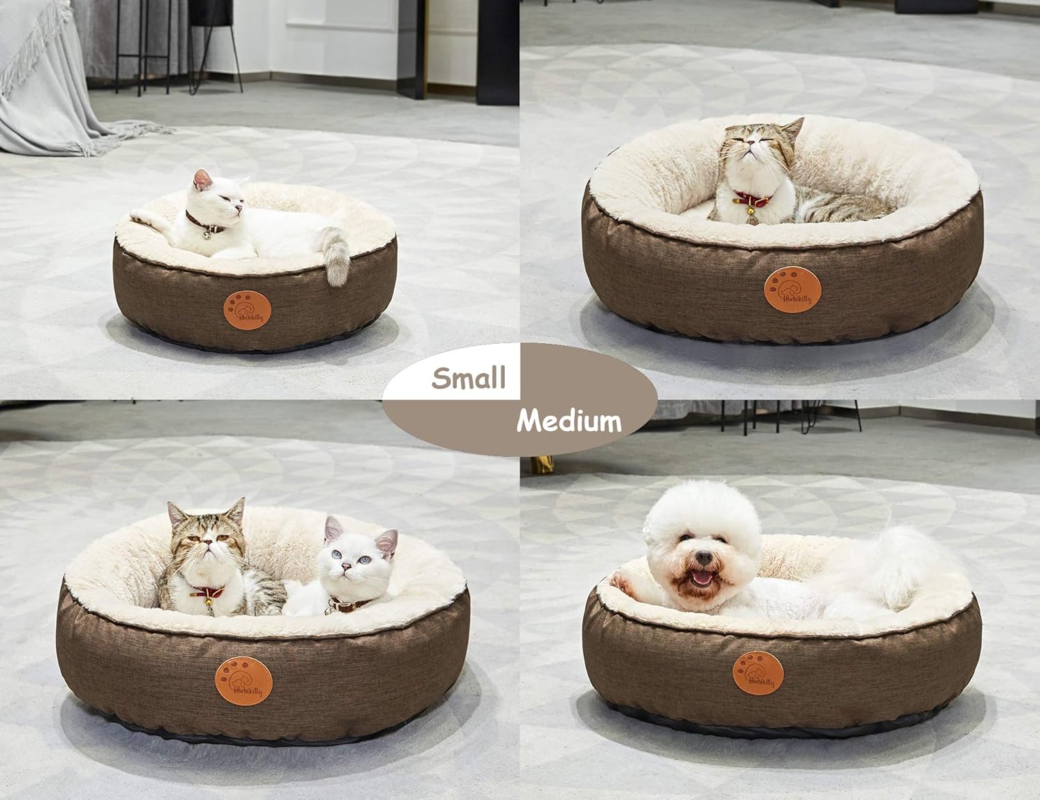 HACHIKITTY Washable Donut Cat Bed Round, Cat Beds Indoor Cats Medium, Small Cat Bed Machine Washable, 18 : Pet Supplies