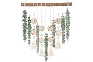 Sggvecsy 21’’ Eucalyptus Wall Hanging Decor Artificial Eucalyptus Plant Fake Greenery Leaves Boho Wall Decor with Wooden Stick for Bathroom Bedroom Kitchen Rustic Farmhouse Home Living Room Decoration