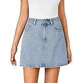 Rooscier Women's Trendy Summer Button Up Denim Mini Skirt