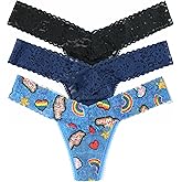 hanky panky - Daily Lace Low Rise Thongs for Women | 3 pack | Comfortable Seamless Underwear Lingerie | One Size (2-12)