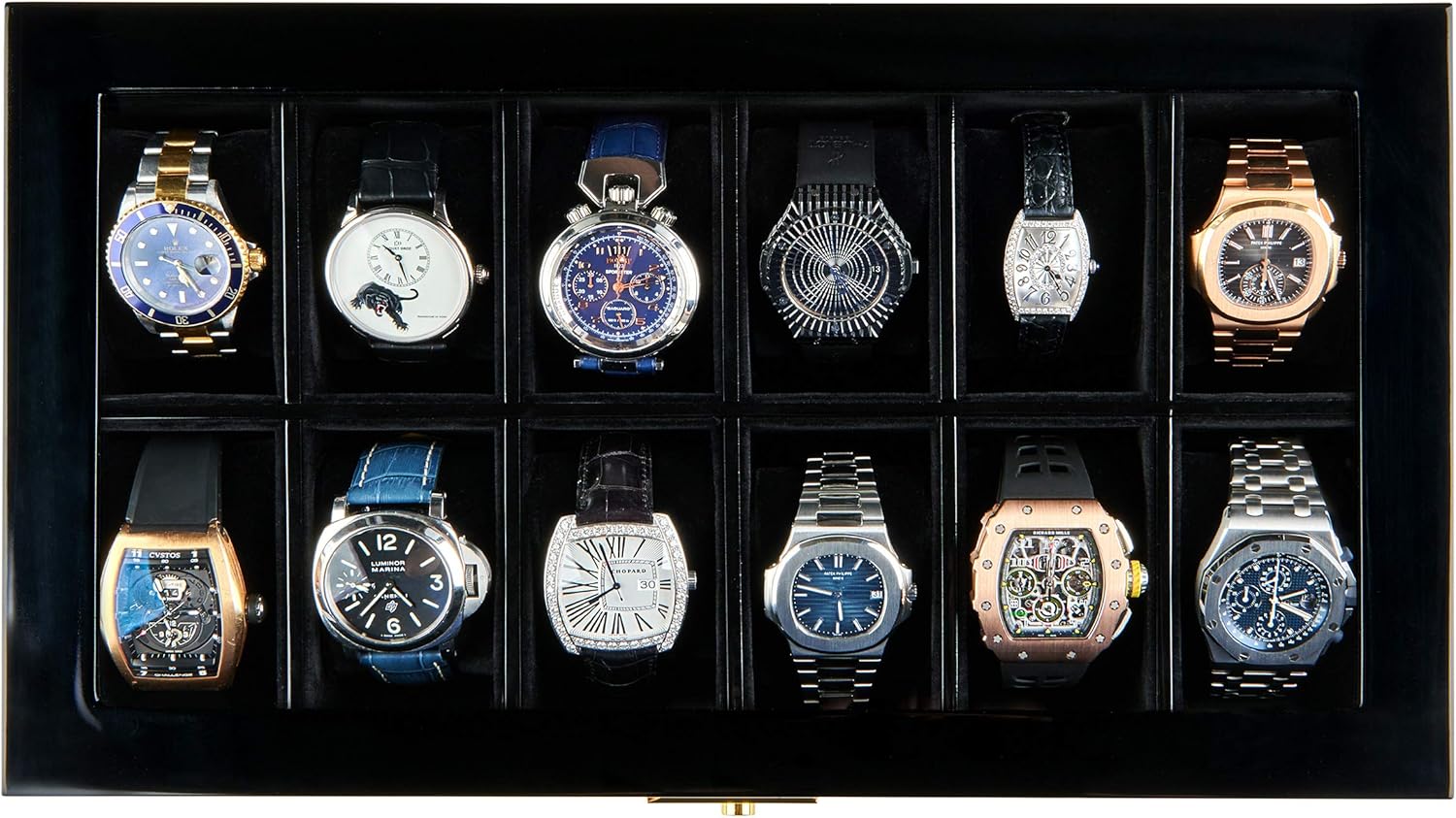 HAWK & GABLE Pearson Valet Watch Display Case with Jewelry and Accessories Valet | Premium Jewelry and Watch Box with Drawer, Glass Lid, and Lock | Black Piano Finish: Home Improvement