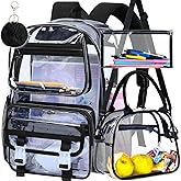 KLFVB Clear Backpack, Heavy Duty Transparent Bookbag, See Through Sequin Backpacks
