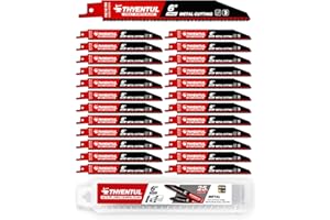 THYENTUL 25-Pack,6-inch,14/18 TPI,Cobalt Bi-Metal Automatic Dismantling Sawzall Blades for Metal, 6” 14/18 TPI Reciprocating Saw Blades Replace Milwaukee and Diablo sawzall Blade