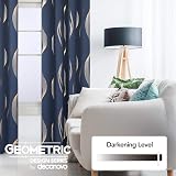 Deconovo Blackout Curtains Navy Blue 52x84 Inch Gold Wave 2 Panels view 3