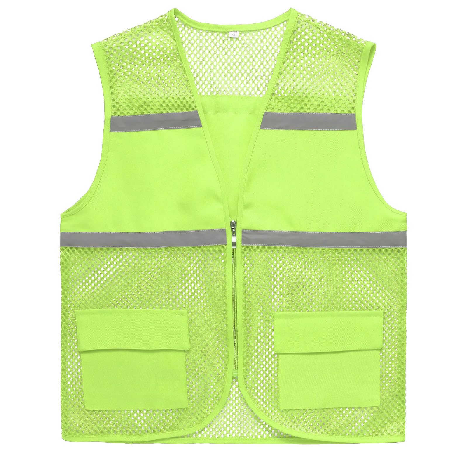 Adigau Protective Workwear Safety Mesh Vest V Neck Design for Visibility Vest Attention Grabbing Vest with Pockets Reflective Jacket L Yellow