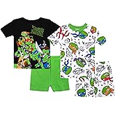 Nickelodeon Boys' 4-piece Snug-fit Cotton Short-Sleeve Matching Pajama Set, Soft & Cute for Kids