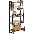 IRONCK Industrial Bookshelf 5-Tier 31.5 in Wide, Bookcase Ladder Shelf, Storage Shelves Rack Shelf Unit, Accent Furniture Metal Frame, Home Office Furniture for Bathroom, Living Room