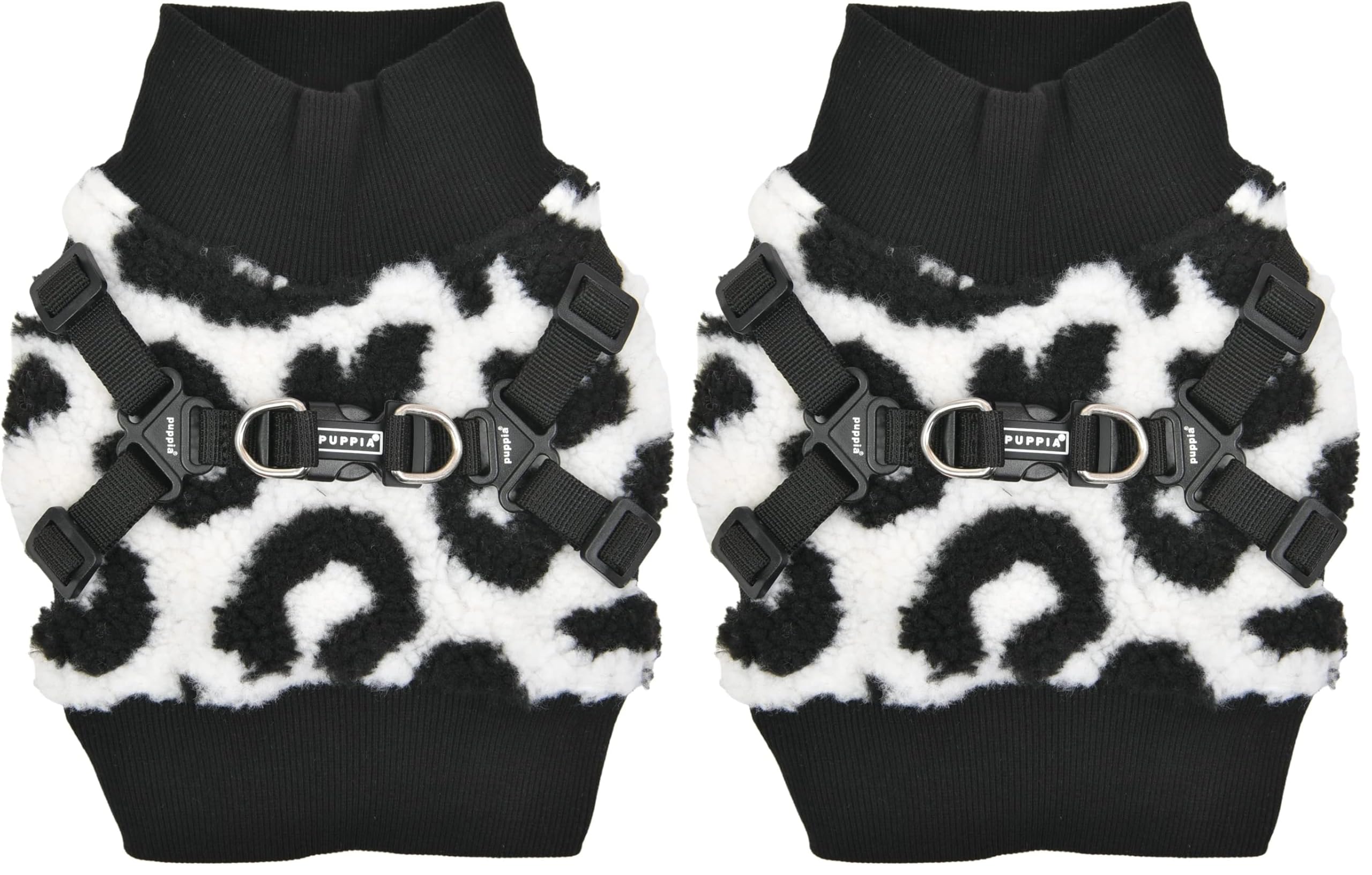 Puppia Serval Jacket Dog Harness Pullover Warm Winter Flower Pattern for Small and Medium Dog, Black, Small (Pack of 2)