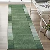 Uphome Modern Kitchen Runner Rug, 2x6 Washable Checkered Hallway Rugs Non Slip, Stain Resistant Geometric Entryway Runner Rugs Low Pile, Soft Carpet Runners for Hallways Bedroom Laundry, Olive Green