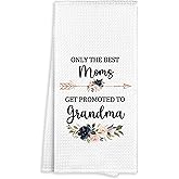 Fewgb Promoted to Grandma Gifts Kitchen Towel, New Grandma Grandmother Pregnancy Baby Announcement Family Thank You Gifts Dish Towels Dishcloths Tea Towels Hand Towel for Kitchen Bathroom 16x24
