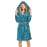 U2SKIIN Women Hooded Fleece Robe, Short Plush Robes for Womens With Hood Soft Warm Spa Bathrobe