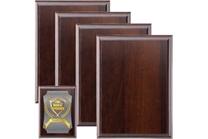 Memorywuu 4 Pcs DIY Blank Award Plaques Personalized Engraved Plaques Wooden Trophy Gift for Thank You, Photo, School, Sports, Special Achievements, Retirement