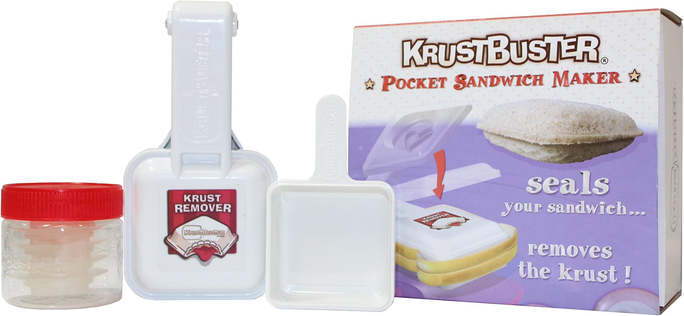 KRUSTERBUSTER SANDWICH MAKER DELUXE SET INCLUDES STAMPS, CUP AND KRUSTBUSTER