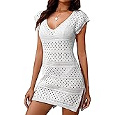 LUOFEN Cover Ups for Women Swimsuit Crochet Swim Cover Up Bathing Suit Bikini Swimwear Mesh Knit Covers 2025 Summer Outfits