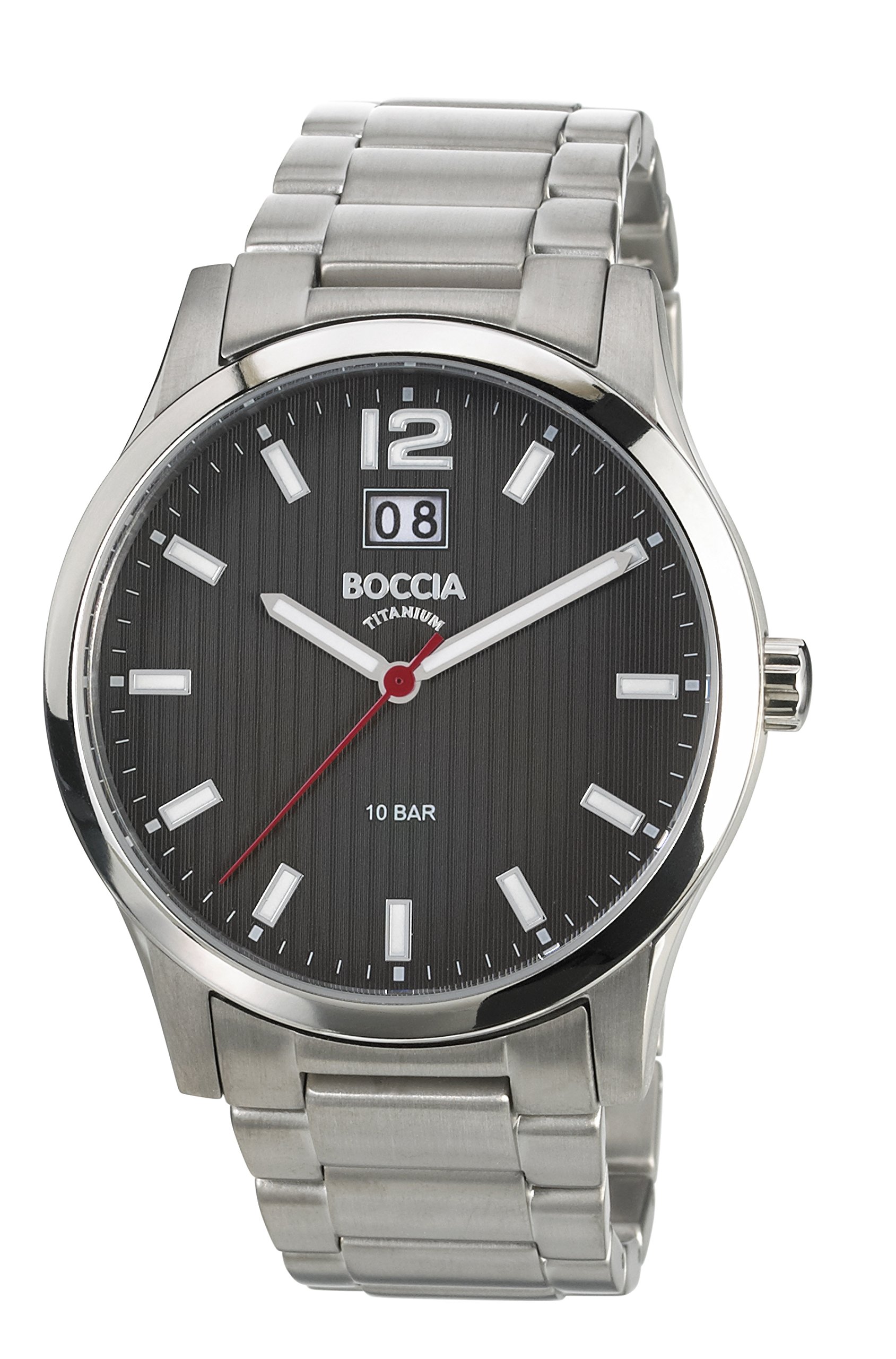 Boccia Boy's Quartz Watch with Black Dial Analogue Display and Silver Titanium Bracelet B3580-02