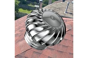 10in Roof Turbine Vent, 250mm Rotating Roofing Wind Turbine, 304 Stainless Steel Turbine Roof Vent, Automatic Rotation, Wind 