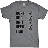 Crazy Dog Mens T Shirt Funny Fishing Joke Tees Novelty Fisherman Shirts