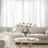 PONY DANCE White Net Curtains 84 Drop Slot Top Set of 2 60 Wide Voile Panels view 4