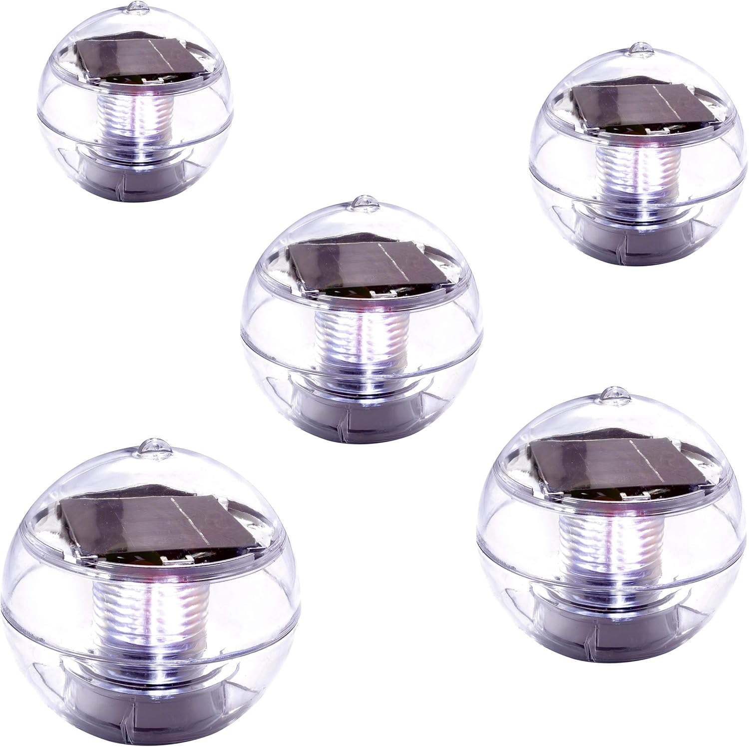 Nexos 5er Set Solar Schwimmkugel 2 LED weiß Solarlampe Kugel 11 x 11 x 11,5 cm Teichbeleuchtung Solarkugel Dekolicht Solarbeleuchtung