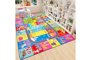 HOMORE Kids Educational Rug, 7x10 Kids Collection Area Rug for Learning Alphabet, Numbers, Colors, Season and Animal Words, Playmat for Classroom Playroom