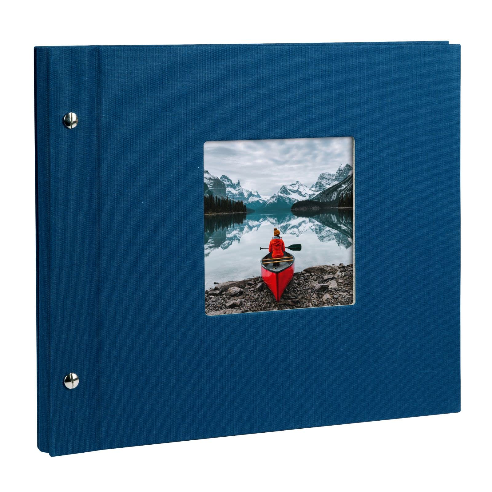 Goldbuch Photo Album Trend, Bella Vista, 30 x 25 cm, 40 Black Pages with Glassine Dividers, Extensible, Linen, Blue, 26975