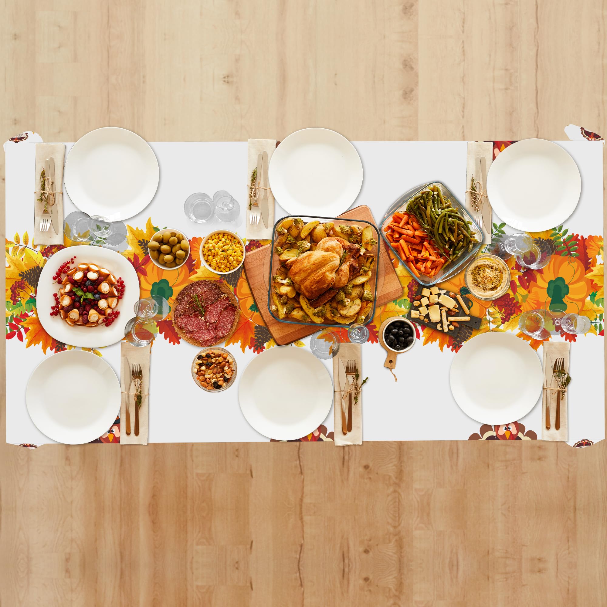 OHOME 3 Pack Thanksgiving Tablecloth Disposable - Fall Thanksgiving Party Supplies for Thanksgiving Table Decor | Friendsgiving Party Decorations | Thanksgiving Decorations 54
