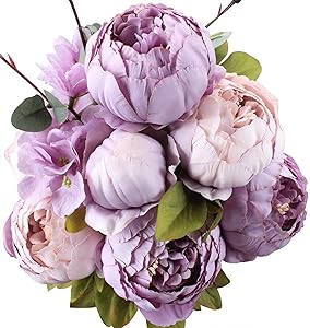 Duovlo Fake Flowers Vintage Artificial Peony Silk Flowers Wedding Home Decoration,Pack of 1 (New Purple)