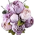 Duovlo Fake Flowers Vintage Artificial Peony Silk Flowers Wedding Home Decoration,Pack of 1 (New Purple)