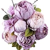 Duovlo Fake Flowers Vintage Artificial Peony Silk Flowers Wedding Home Decoration,Pack of 1 (New Purple)
