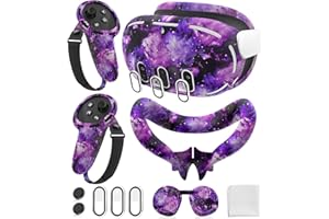 YRXVW Silicone Cover Set Compatible with Oculus/Meta Quest 3, Touch Controller Grips Cover, VR Shell Cover, Facial Interface 