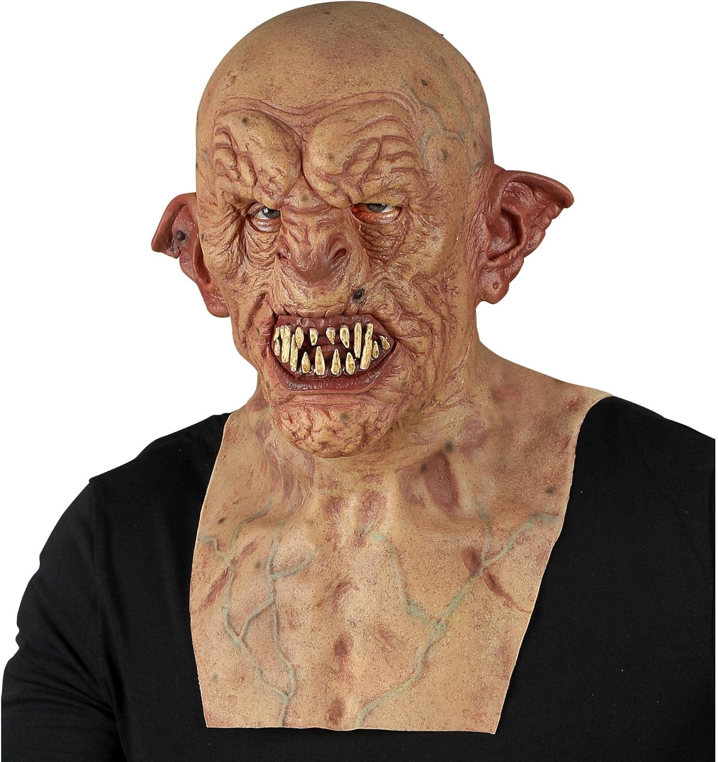 Widmann Silicone Look Zombie Full Head Mask with Neck & Chest, Multi-coloured, maschera mostro