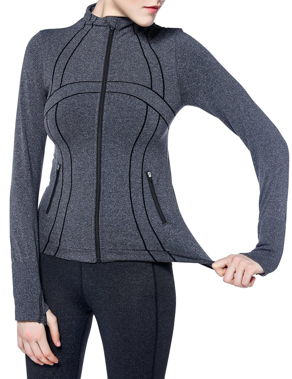 DISBEST Womens Athletic Jackets Stretchy Performance FullZip Workout