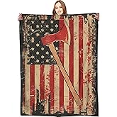 VODRM Vintage American Flag Blanket Firefighter Patriotic Throw Blankets,Birthday Gifts for Women Men,Lightweight Soft Fleece,History Lovers,Sofa Couch Bed Room Modern Rustic Decor 50x60in