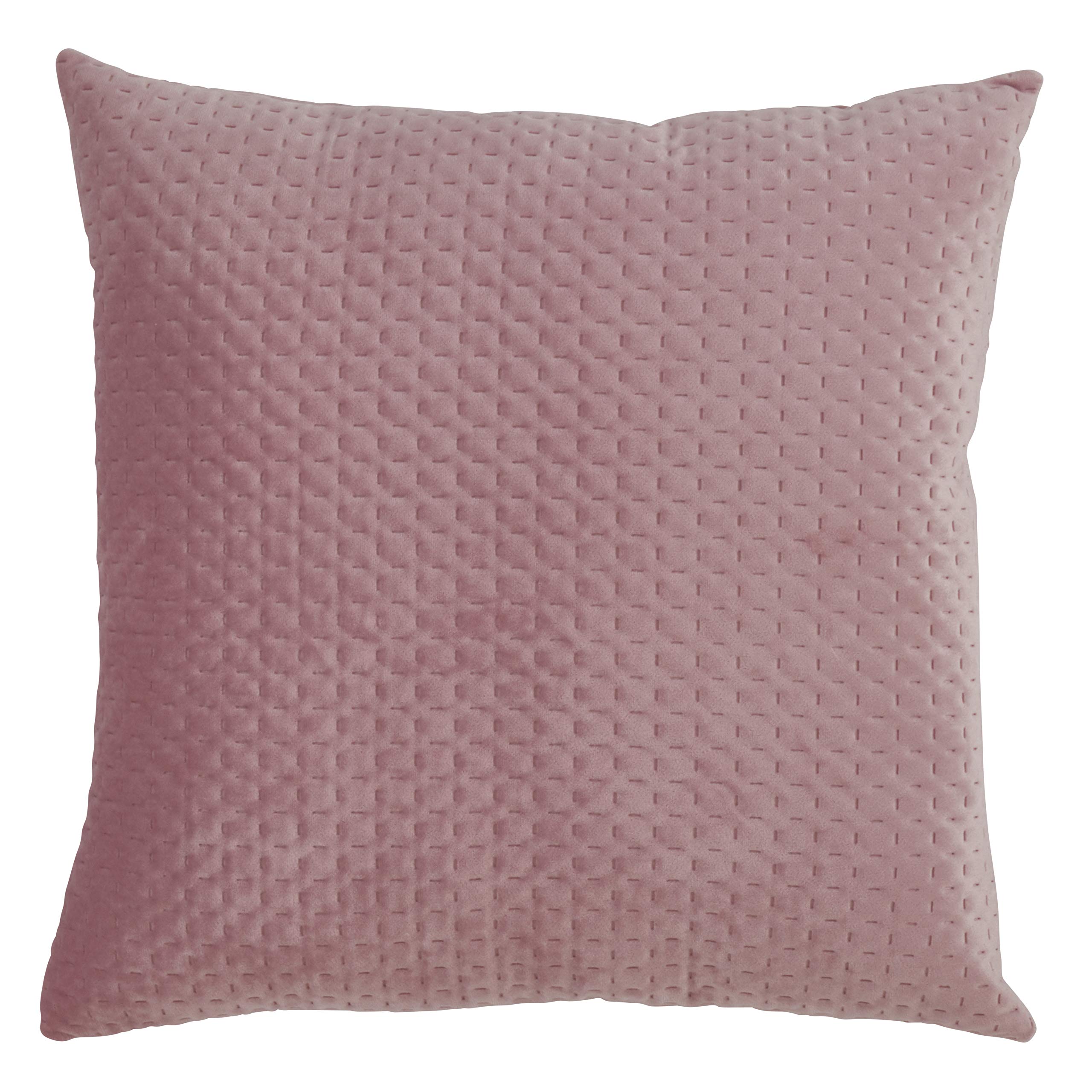 SARO LIFESTYLE Pinsonic Velvet Pillow with Polly Filling, DustyRose, 18"