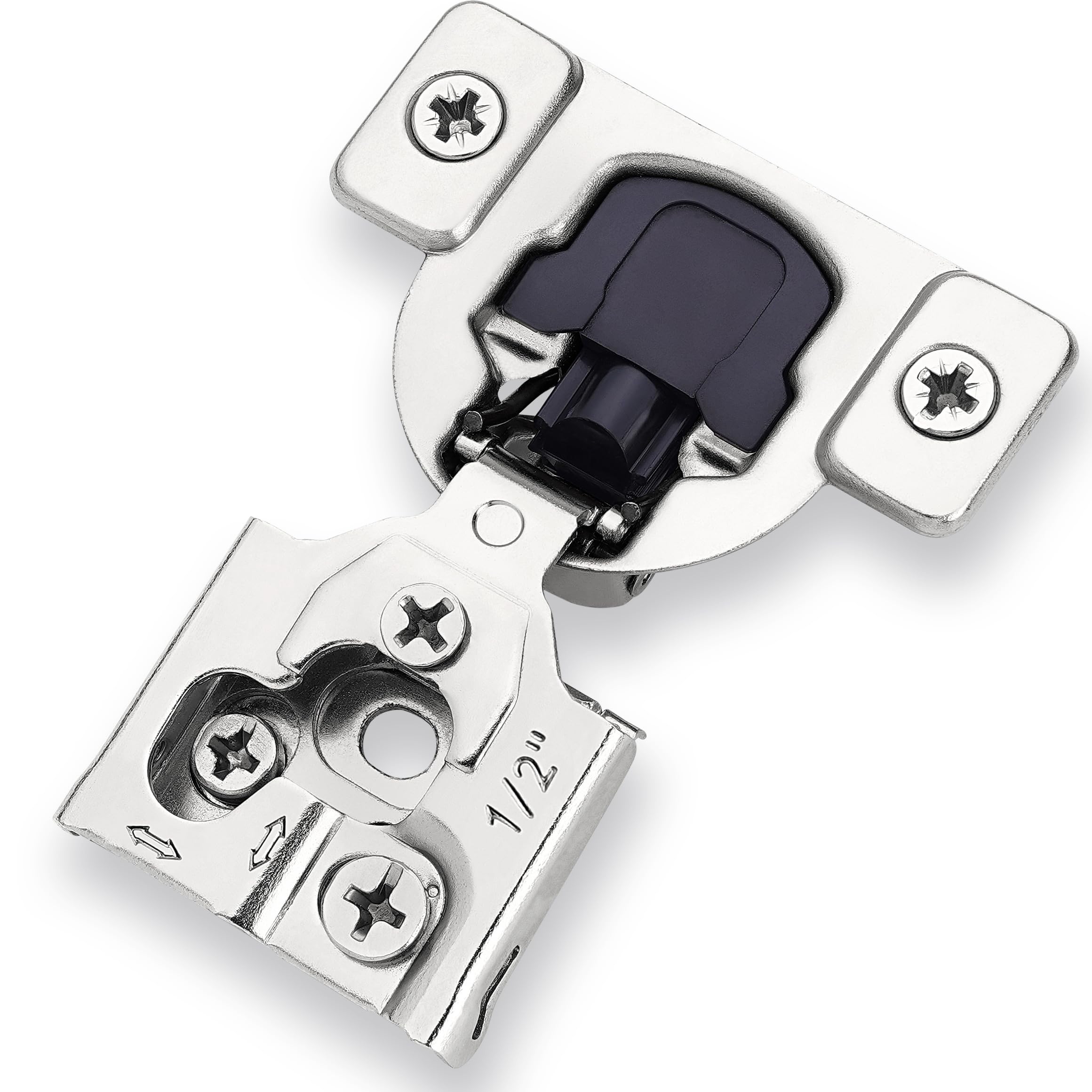 Photo 1 of Decobasics 50 Pack Soft Close Cabinet Hinges – 1/2" Overlay for Kitchen Cabinet Doors, Slow Self-Closing Concealed Hidden Hinges for Face Frame –Stainless Steel, 3-Way Adjustable & Quiet Close Damper