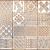 Damask Stencil Damask Stencils for Painting 6inch | Reusable Texture Stencils for Crafts Wood Furniture Canvas Paper Fabric