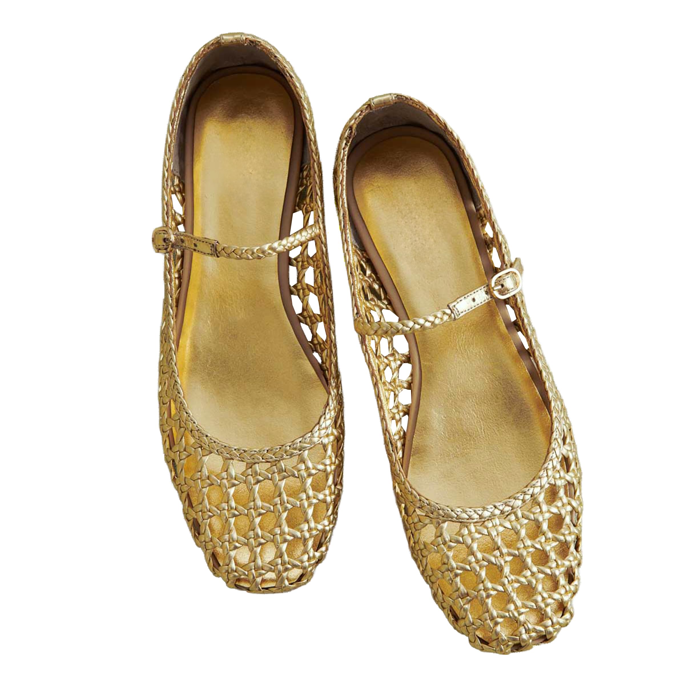 Woven Mesh Ballet Flats for Women Square Toe Mary Jane Flats Buckle ...