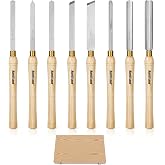 HURRICANE 8pc Wood Lathe Chisel Set, M2 HSS Wood Turning Tools with 10" Solid Hardwood Handles, Lathe Tool Kit for Beginners and DIY Hobbyists, Includes Protective Wooden Box