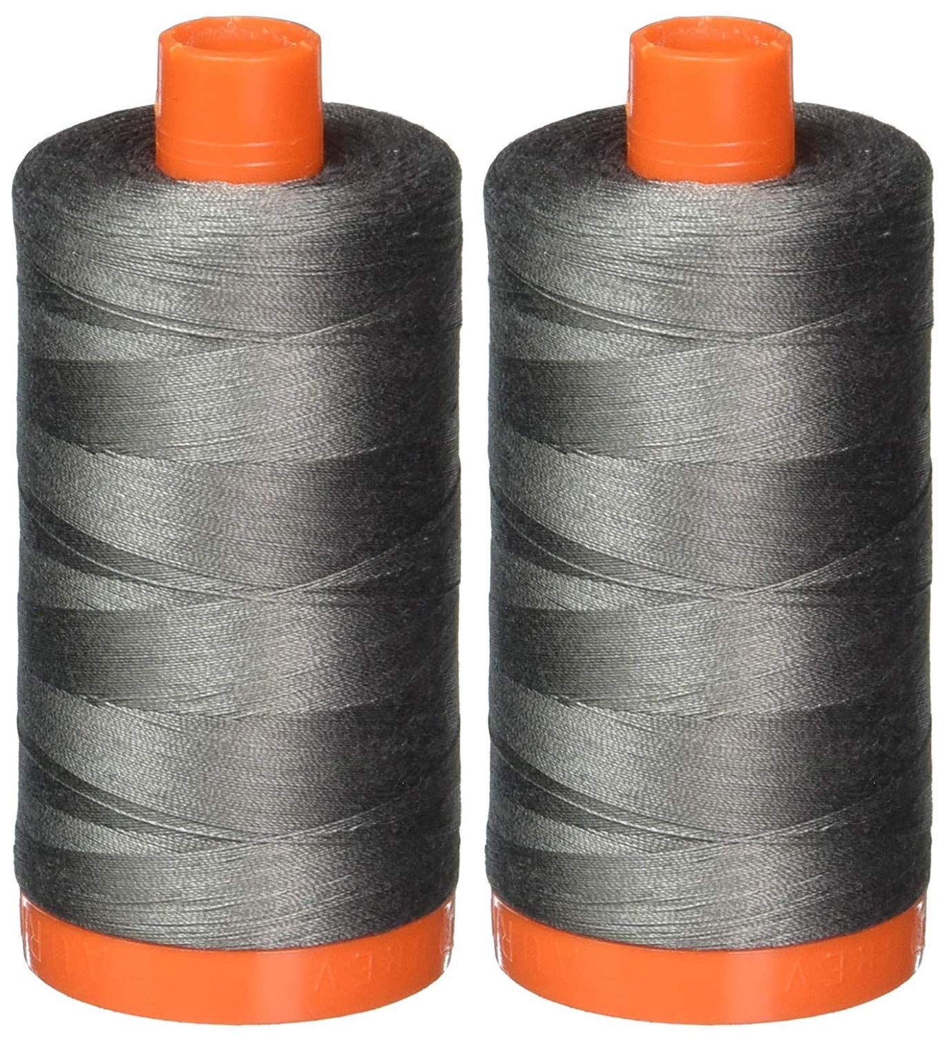 2-Pack - Aurifil 50WT - Grey Smoke (5004) Solid - Mako Cotton Thread - 1422 Yards Each2