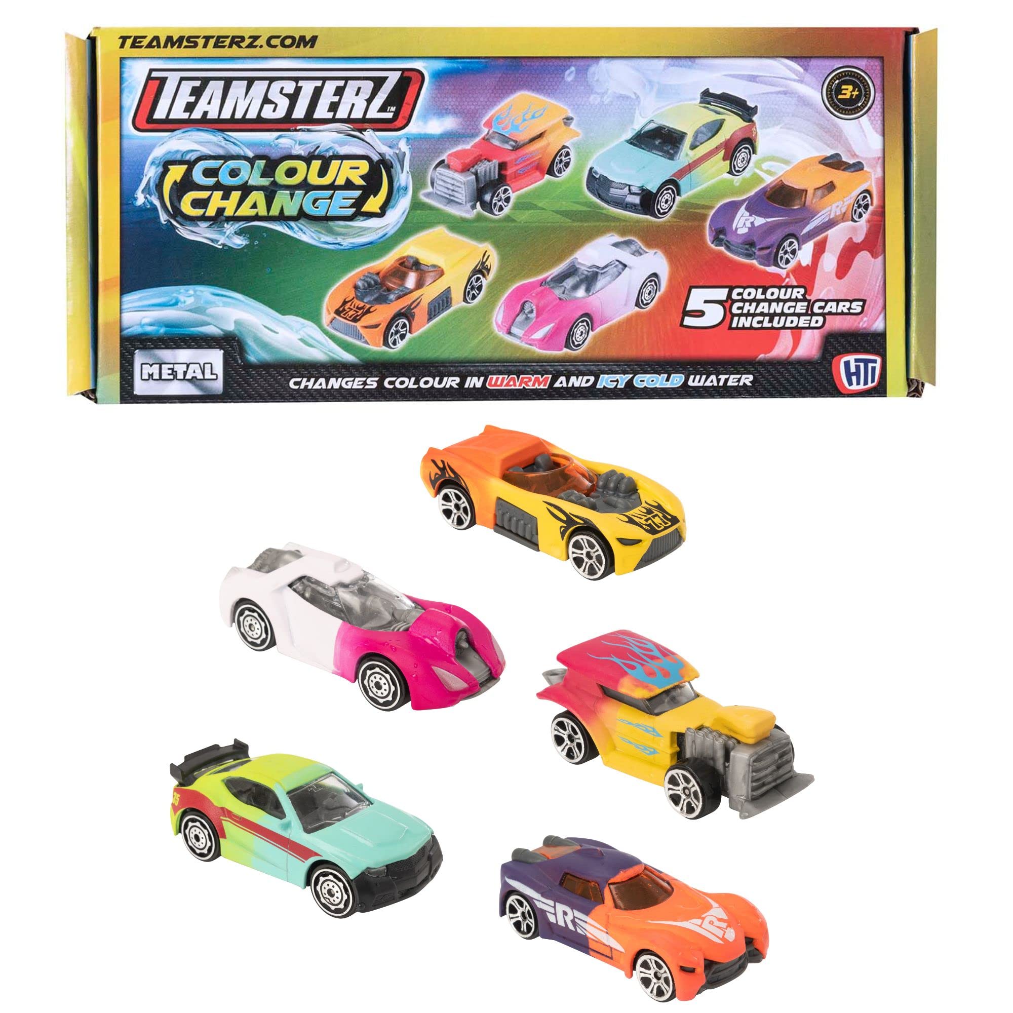 Teamsterz Street Machines Cars Playset | Die-Cast Colour Changing Cars | Water-Activated Toy Cars for Bath & Playtime | Perfect Vehicle Toys for Kids | Fun & Durable Cars for Ages 3+ (5 Pack)