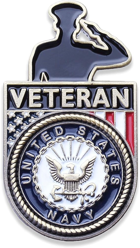 Navy Veteran Salute Lapel Pin US Navy Veterans Hat Pin Naval Veteran Pins Vet