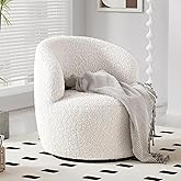 FiveWillowise Swivel Accent Chair, 360° Small Round Barrel Chairs, Modern Cozy Sherpa Padded Armchair, for Living Room, Bedro